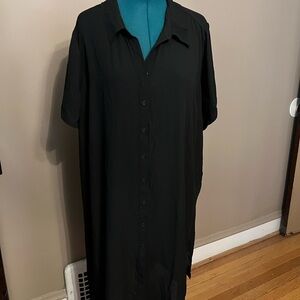 NWT Plus size 26/28 black chiffon short sleeve blouse